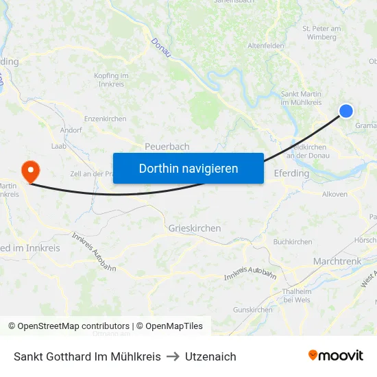 Sankt Gotthard Im Mühlkreis to Utzenaich map