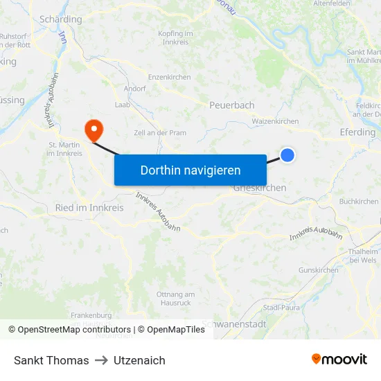 Sankt Thomas to Utzenaich map