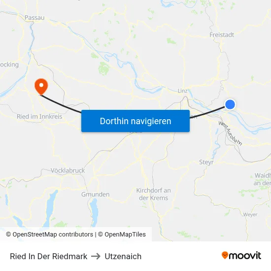 Ried In Der Riedmark to Utzenaich map