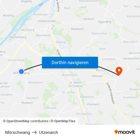 Mörschwang to Utzenaich map