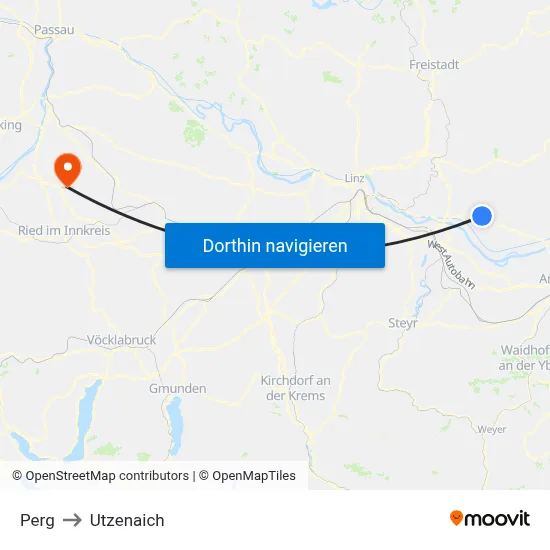 Perg to Utzenaich map