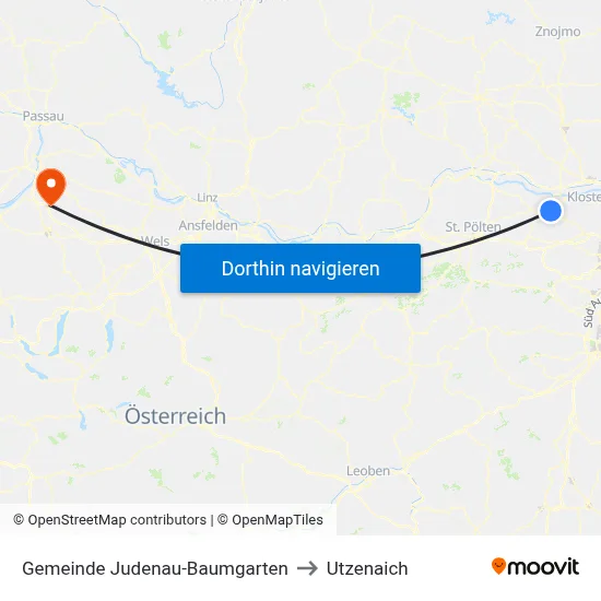 Gemeinde Judenau-Baumgarten to Utzenaich map