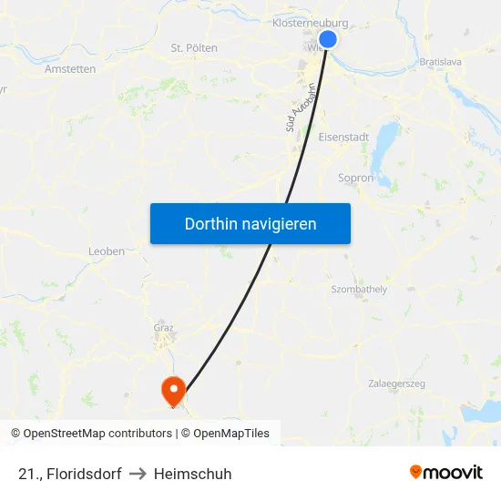 21., Floridsdorf to Heimschuh map