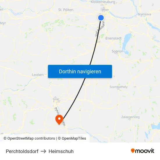 Perchtoldsdorf to Heimschuh map