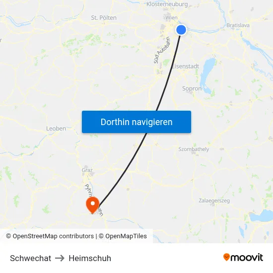 Schwechat to Heimschuh map