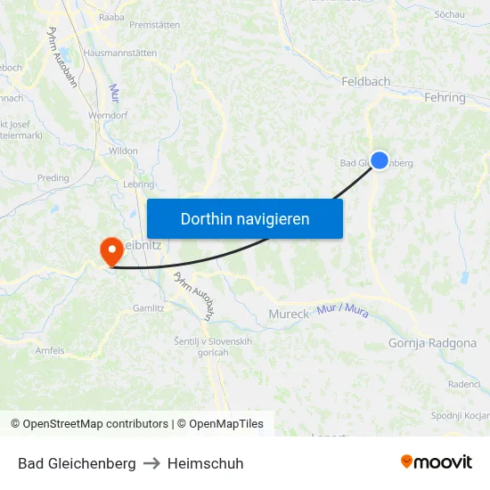 Bad Gleichenberg to Heimschuh map