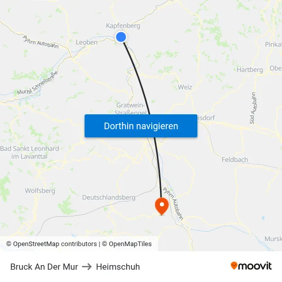 Bruck An Der Mur to Heimschuh map