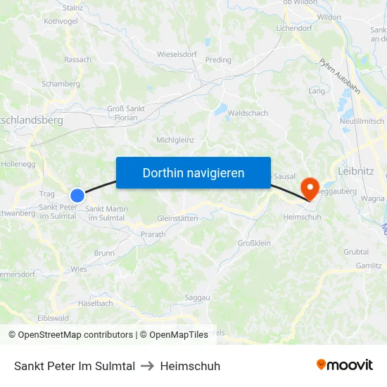 Sankt Peter Im Sulmtal to Heimschuh map