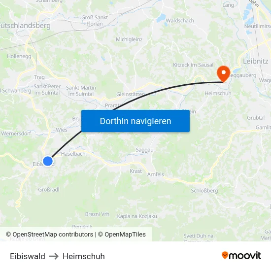 Eibiswald to Heimschuh map