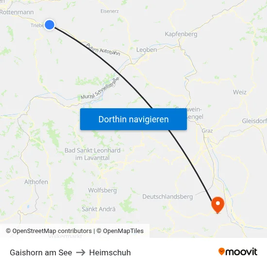 Gaishorn am See to Heimschuh map