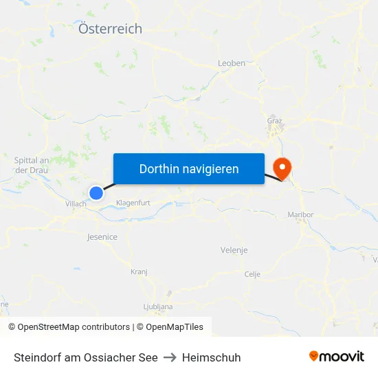 Steindorf am Ossiacher See to Heimschuh map