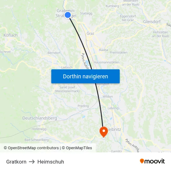 Gratkorn to Heimschuh map