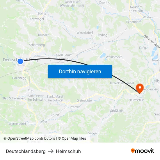 Deutschlandsberg to Heimschuh map