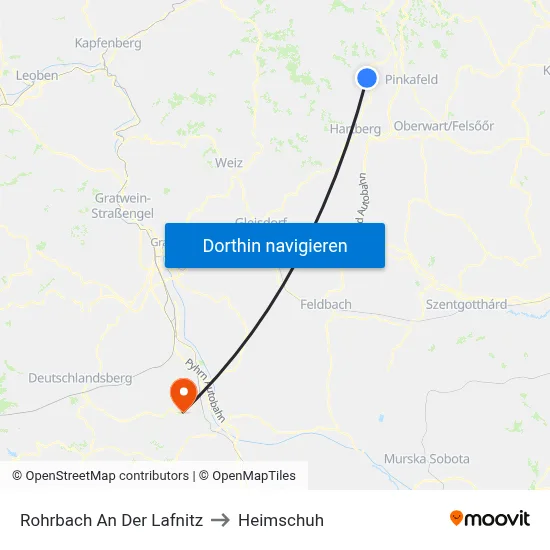 Rohrbach An Der Lafnitz to Heimschuh map
