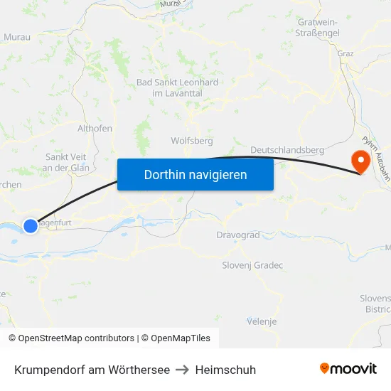 Krumpendorf am Wörthersee to Heimschuh map