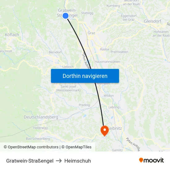 Gratwein-Straßengel to Heimschuh map