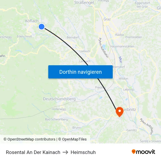 Rosental An Der Kainach to Heimschuh map