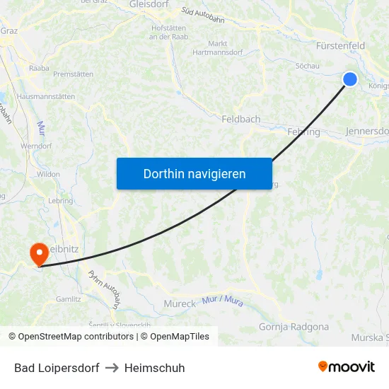 Bad Loipersdorf to Heimschuh map