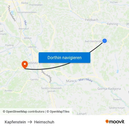 Kapfenstein to Heimschuh map