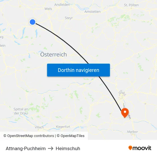 Attnang-Puchheim to Heimschuh map