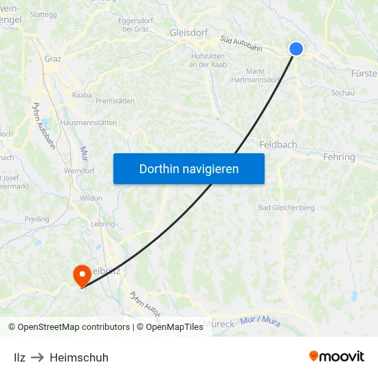 Ilz to Heimschuh map