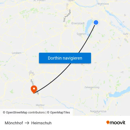 Mönchhof to Heimschuh map