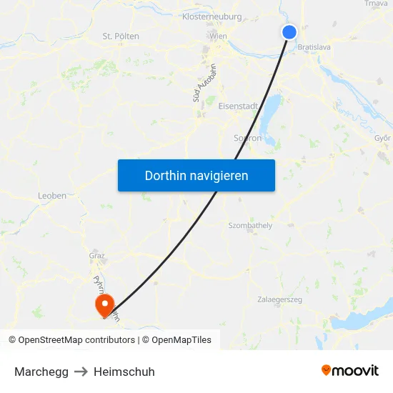 Marchegg to Heimschuh map