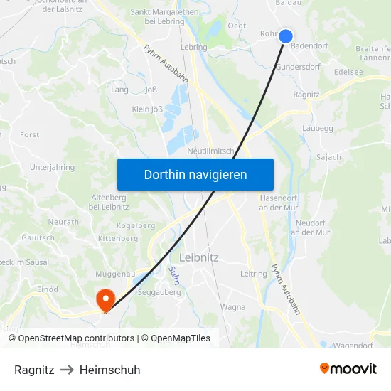 Ragnitz to Heimschuh map