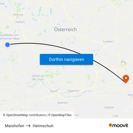 Maishofen to Heimschuh map