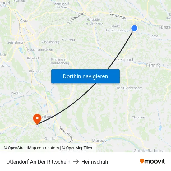 Ottendorf An Der Rittschein to Heimschuh map