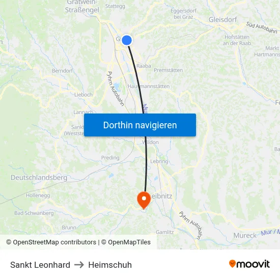 Sankt Leonhard to Heimschuh map