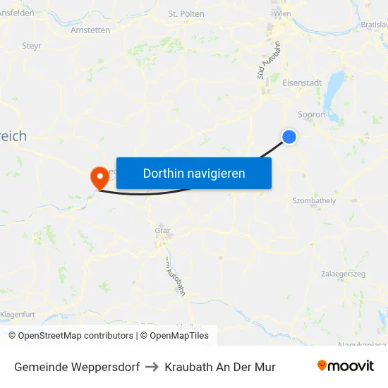 Gemeinde Weppersdorf to Kraubath An Der Mur map