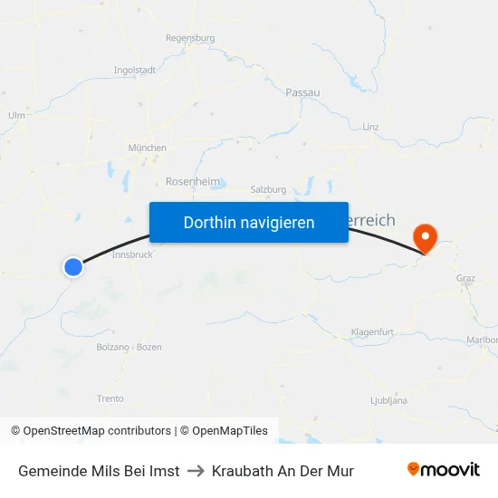 Gemeinde Mils Bei Imst to Kraubath An Der Mur map
