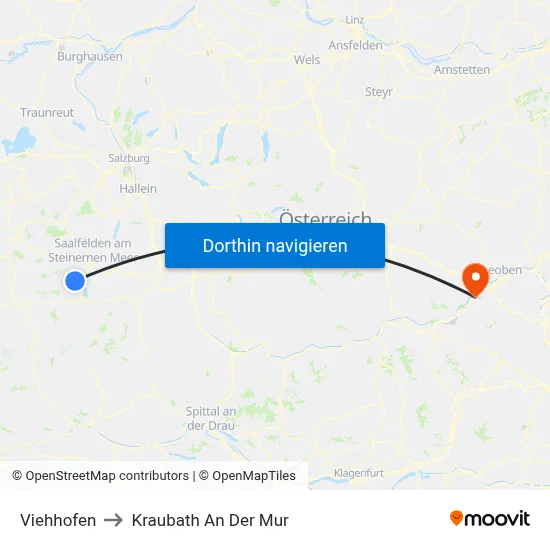 Viehhofen to Kraubath An Der Mur map