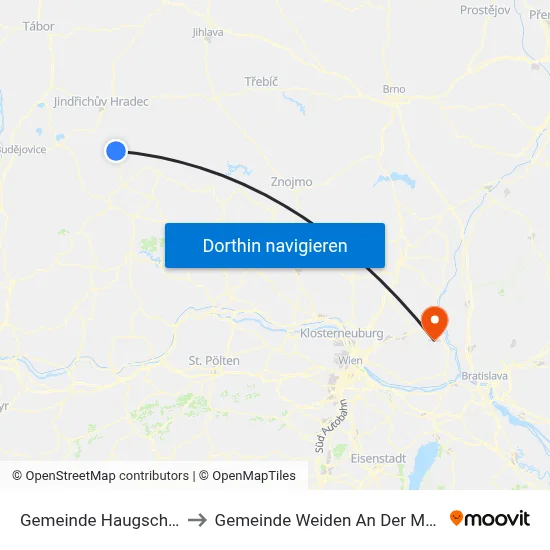 Gemeinde Haugschlag to Gemeinde Weiden An Der March map
