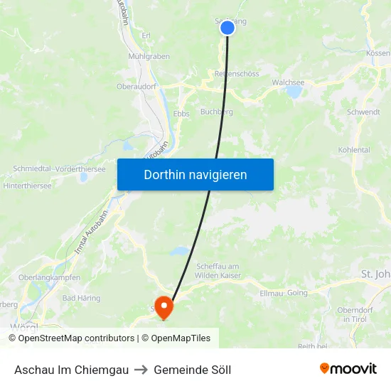 Aschau Im Chiemgau to Gemeinde Söll map
