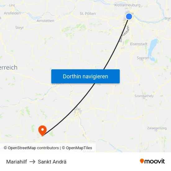Mariahilf to Sankt Andrä map