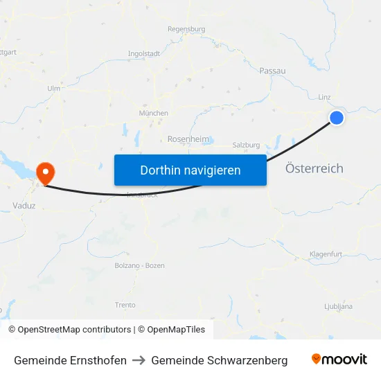 Gemeinde Ernsthofen to Gemeinde Schwarzenberg map
