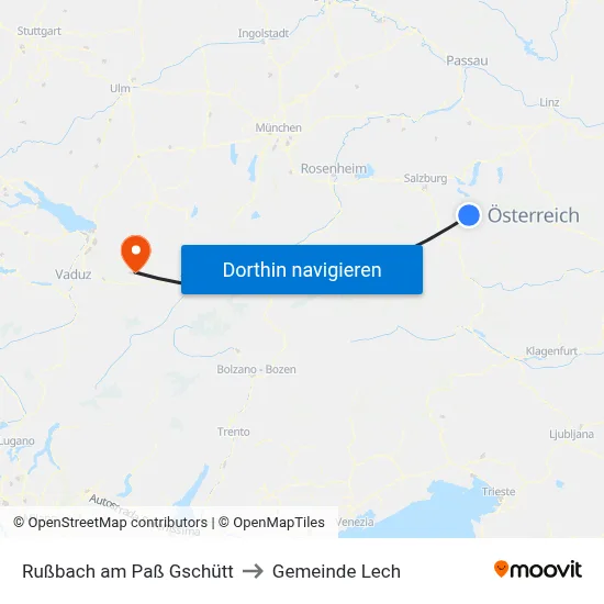 Rußbach am Paß Gschütt to Gemeinde Lech map