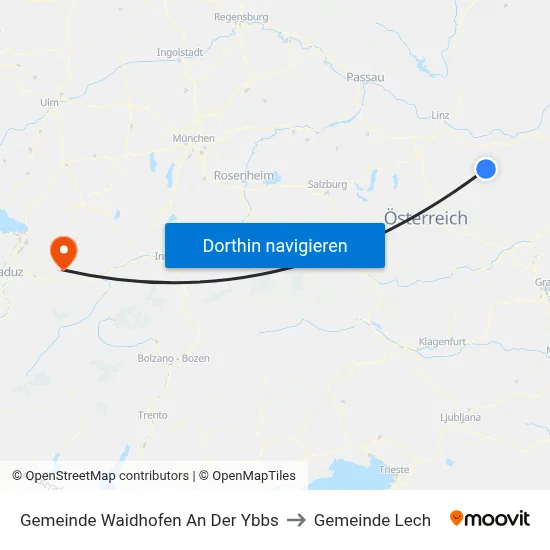 Gemeinde Waidhofen An Der Ybbs to Gemeinde Lech map