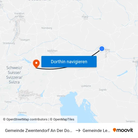 Gemeinde Zwentendorf An Der Donau to Gemeinde Lech map