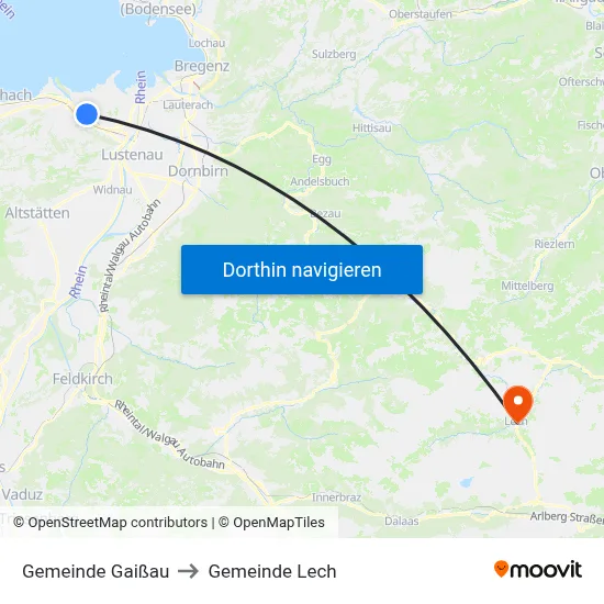 Gemeinde Gaißau to Gemeinde Lech map