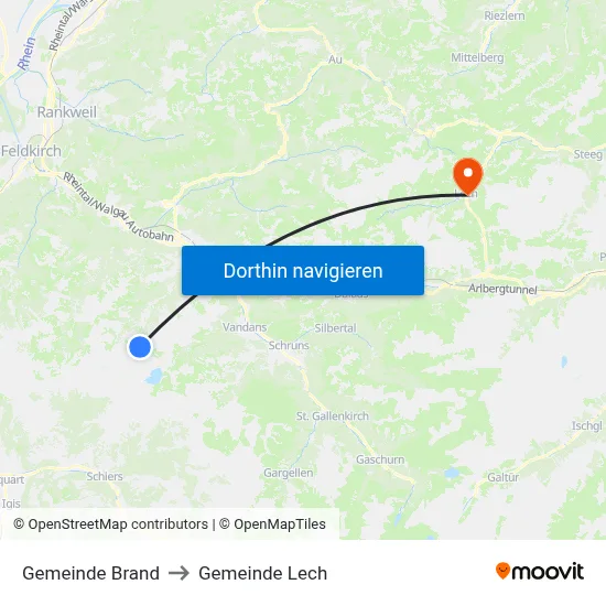 Gemeinde Brand to Gemeinde Lech map