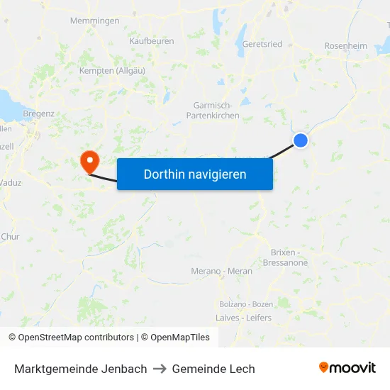 Marktgemeinde Jenbach to Gemeinde Lech map