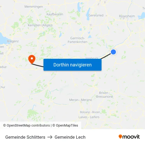 Gemeinde Schlitters to Gemeinde Lech map