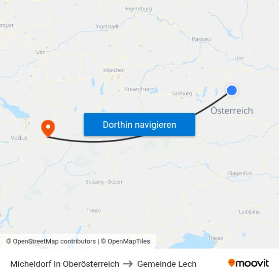 Micheldorf In Oberösterreich to Gemeinde Lech map