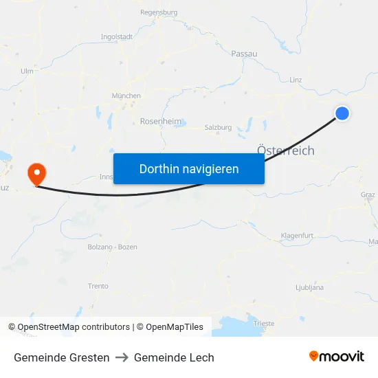 Gemeinde Gresten to Gemeinde Lech map