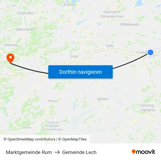 Marktgemeinde Rum to Gemeinde Lech map
