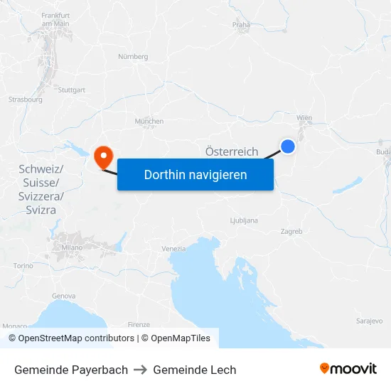 Gemeinde Payerbach to Gemeinde Lech map