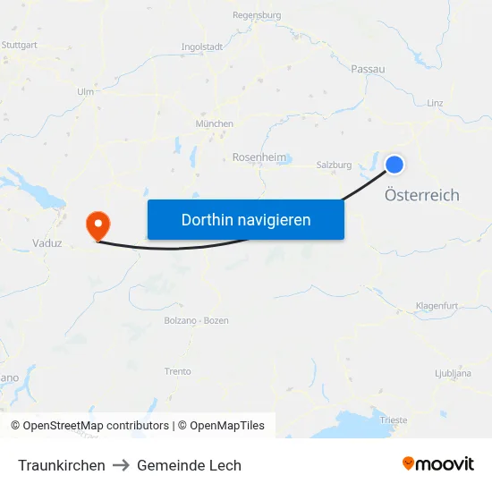Traunkirchen to Gemeinde Lech map